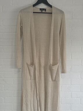 Theory Cream Linen Blend Cardigan